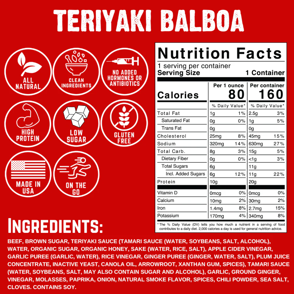 Teriyaki Balboa Beef Jerky 1oz (16ct) - Image 5