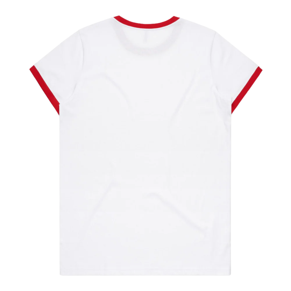 Women's Red & White Ringer T-Shirt - Image 2